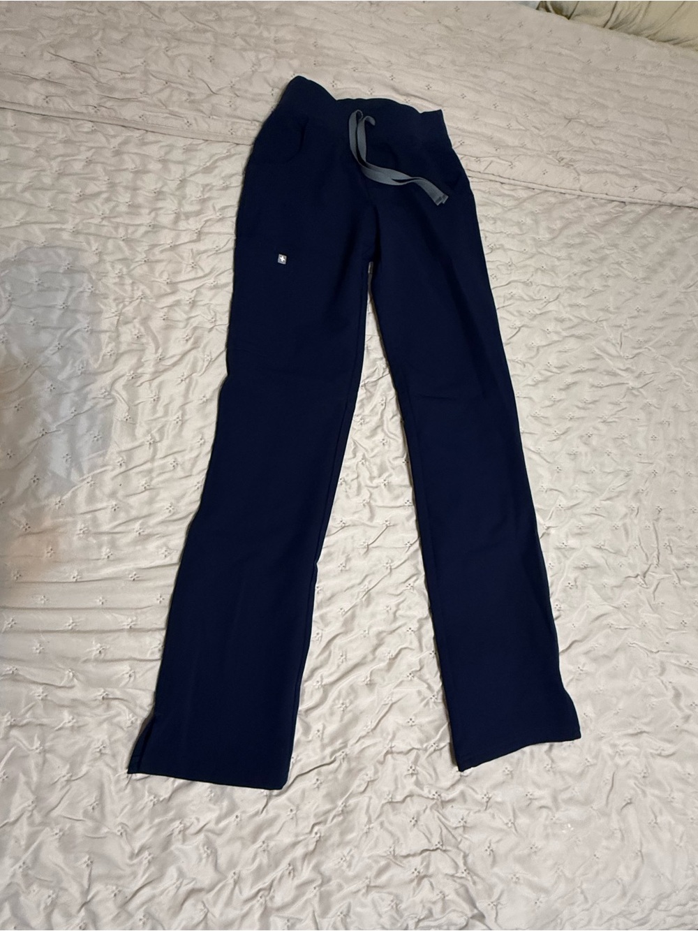 Figs Navy Kade High-rise Straight-leg Scrub Pants with Drawstring